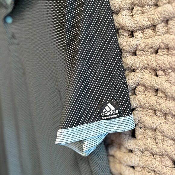 Adidas Dark Grey Polka Dot Golf Polo Shirt - Size Large - Picture 11 of 11